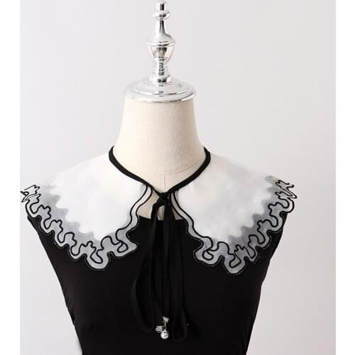 Women Girls Mesh Fake False Collar for Sweater Dress Female Necklace Choker Blouse Shawl Wrap Summer Detachable Collar