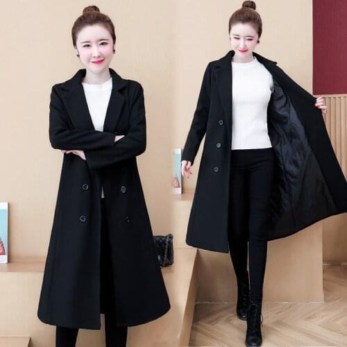 2020 New Fashion Plus Size Autumnn Winter Womens Clothing Temperament Loose Woolen Coat black Overcoats b464
