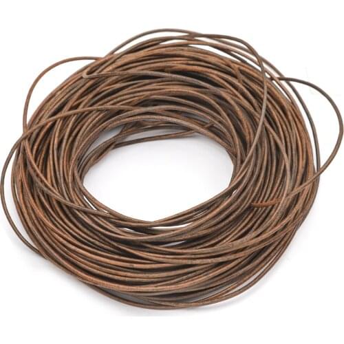 1.5-5mm Brown Round Genuine Leather Rope Strand Cow Leather Cord Diy For Necklace Bracelets Jewelry Making Findings Accessories