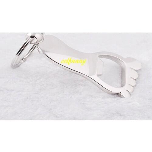 100pcs/lot Fast Shipping Sole Shaped Bottle Opener Keychain shaped zinc alloy Key Ring Beer Bottle Opener Creative Gift