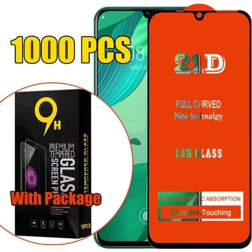 1000pcs 21D Full Glue Screen Protector Tempered Glass For Huawei Honor 50 V40 X10 Max 10X Lite X20 SE Play 20 5 5T With Package