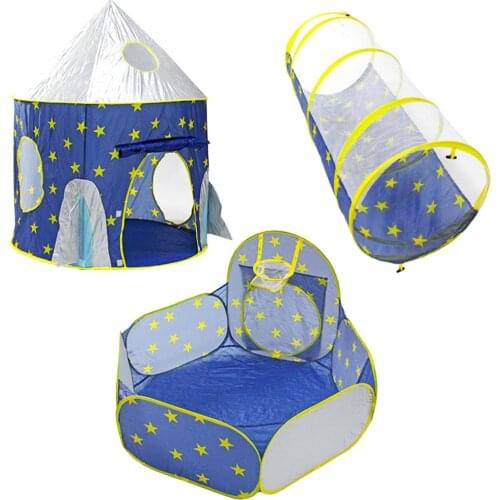 3 In 1 Children Kids Portable Play Tents Up Tunnel Tent Kids Childrens Room Or Outdoor Rocket Play Toys