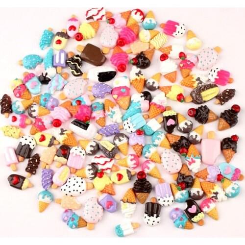 30pcs Simulated Resin ice cream Popsicle ice-lolly charms pendant jewelry making Diy Hair Ornaments Accessories Hanging Material