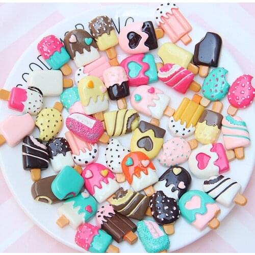30Pcs Candy Color Ice Cream Supplies Charm Resin Slime Toys Accessories Phone Case Decoration Handmade Craft Ornament Girls Toys