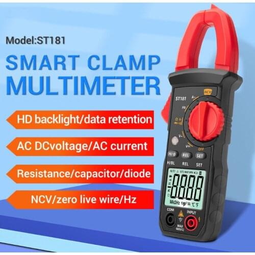 4000 Counts ST181 Digital Clamp Meter Ammeter Voltage Tester Multimeter Car Amp Hz Capacitance NCV Ohm Testing Tools