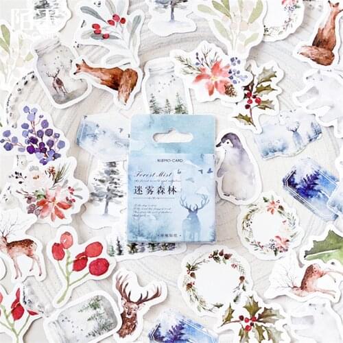 46 Pcs/box Forest Mist Sticker Decoration diy Scrapbooking Sticker Stationery Kawaii Handbook Notes Decorative Stickers