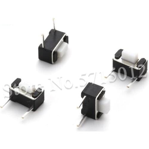50pcs Tactile Switch Button 3x6x4.3mm/3x6x5.0mm DIP 2 Pin Ever Self Locking Push Tactile Power Micro Switch Kit Key