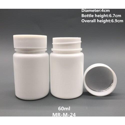 FreeShip 50pcs 60ml 60cc 60g white plastic medicine tablet pill bottles bolus wide mouth packing pill bottle,Screw Cap & seal