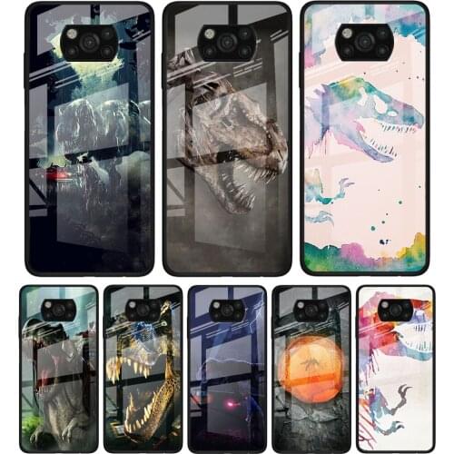 Jurassic Dinosaurs for Xiaomi Poco X3 NFC F3 M2 F3 F2 X2 X3 Pro Redmi Note 8 9 10 Pro 8T 9T 9S Tempered Glass Phone Case Coque