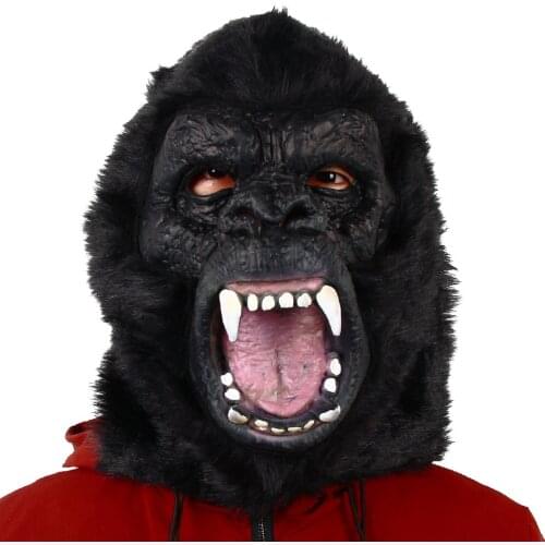 Black Gorilla Mask Fun Latex Animal Costume Accessory Jungle King Kong Halloween Fancy Dress Party props