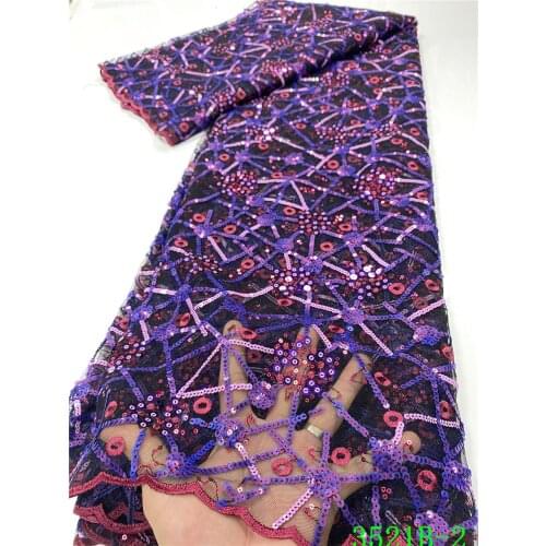 Latest African Mesh Tulle Lace Fabric with Sequins High Quality Nigerian Sequins Lace Fabrics for Daily Cloths Sewing APW3521B