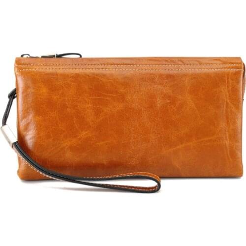 Long Wallet Purse For Women Girls Genuine Cow Leather Fashion Clutch Shoulder Bags Handbag Multifunction