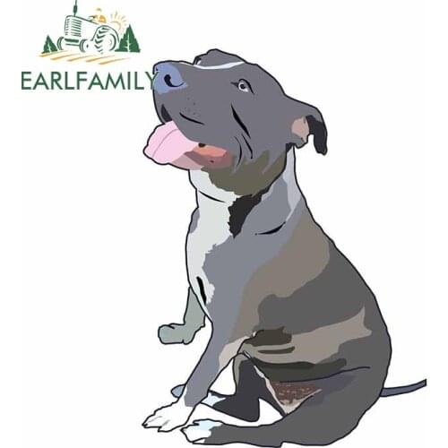 EARLFAMILY 13cm x 9.5cm For Cute Pitbull Cartoon Car Sticker Waterproof Sunscreen Decal RV ATV Creative Laptop Vinyl Car Wrap