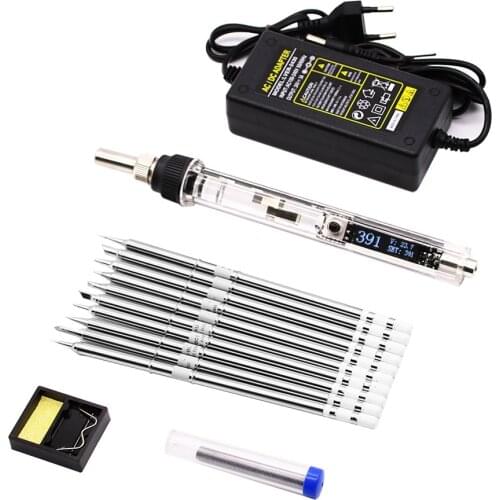 NEW T12 OLED Electric Soldering Iron Adjustable Temperature Digital Display Soldering Iron With T12 Tips DC 12-24V Power Supply