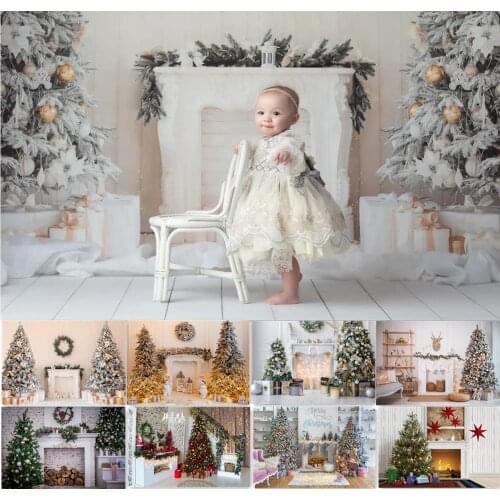 Christmas Trees Xmas Interiors Photography Background Baby Family Party Photo Backdrop for Photographic Studio Photocalls