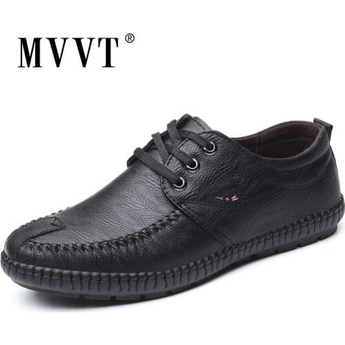 MVVT Microfiber Leather Casual Shoes Men Fashion Lace-Up Men Loafers Shoes Tenis Masculino Flat Footwear