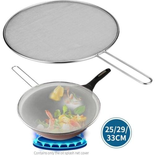Tools Frying Pan Lid Splash Guard for Pans Spill Stopper Cover Convenient Practical Gadget Cooking Home 29/33cm Stainless Steel