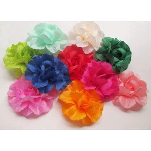 Artificial flowers head Candy color wrinkled cloth simulation silk flower head rose DIY flower head hat
