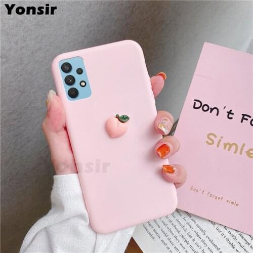 Cute 3D fruit Peach Avocado Case For Samsung Galaxy A32 A12 A42 A52 A72 5G A51 A71 M02S A02S A01 Core Silicone Soft Back Cover