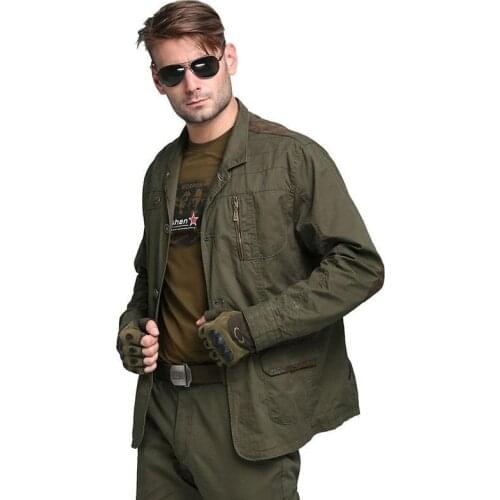 Military Mens Blazers Fashion Army Green 100% Cotton Outwear Plus Size Casual Blazers For Men Coat