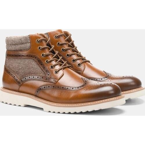 Men Boots Fretwork Brogue Boots Platformed Street Martin Boots Men Winter New Ankle Boots