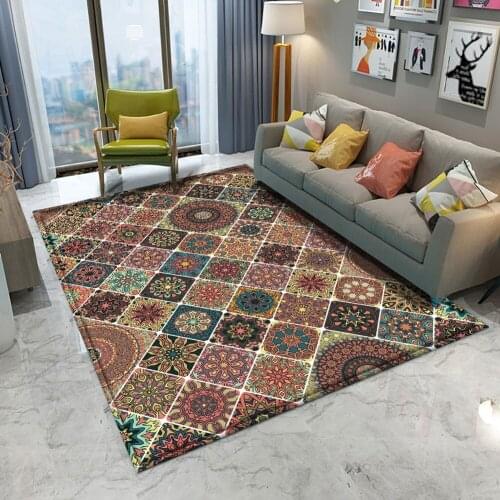 Non-slip Mandala Style Colorful Floral Pattern Rug Floor Mat Living Room Bathroom Kitchen Living Room Bedroom Carpet Decor Rugs