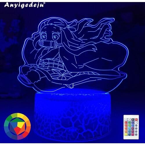 Newest Acrylic Led Night Lamp Anime demon slayer cute Kamen Nidouzi for Bedroom Decorative Birthday Gift 3d Table Light