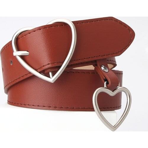 New Love Pin Buckle Belt Simple Fashion Ladies Heart-shaped Womens Belt For Dress Jeans