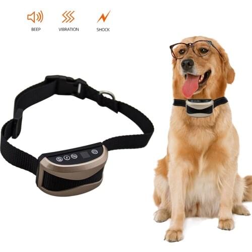 3.7V 280Mah Battery Adjustable Shock Training Collar With LCD Screen For All Dogs Auto Waterproof Dog Anti Barking Collar