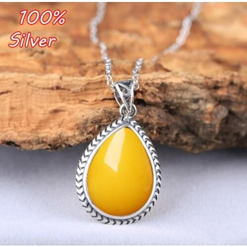 14.5*19mm 19*25mm S925 Sterling Silver Color Vintage Pendant Blank Inlay Wax Amber Turquoise Water Drop Pendant Empty Support