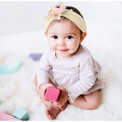 Baby Girl Headband Lace Flowers Elastic Headbands Hair Band For Girls Solid Color Kids Toddler Turban Baby Hair Accessories