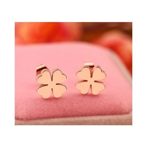 Gold Silver Plated Four Leaf Clover Earrings Lose Money Promotion Hot Selling Titanium Steel Woman Fashion Jewelry Never Fade