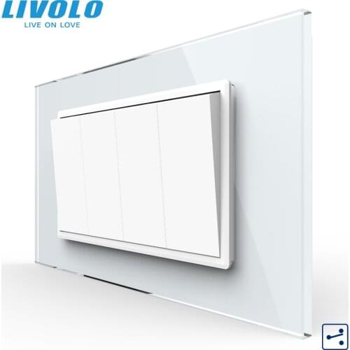 Livolo C9 US AU Standard 90mm Luxurious Telephone Com TV SATV aiduo socket, white Pearl Crystal Glass panel, socket plugs