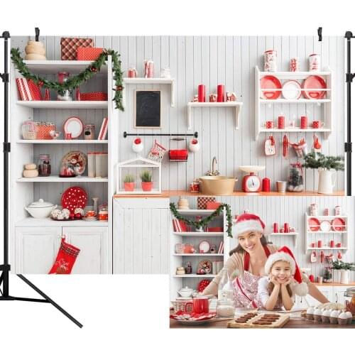 Christmas Backdrop Xmas Kitchen Photography Background Indoor Photobooth Decor Photo Studio Newborn Baby Portrait Props