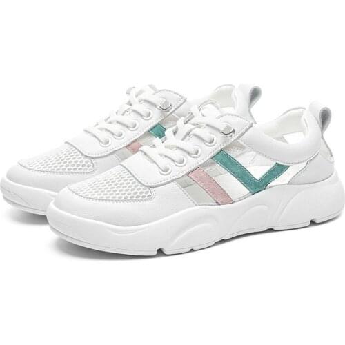 Breathable White Shoes Womens Shoes Spring and Summer Thin Versatile Flat Casual Sports Leather Sandals