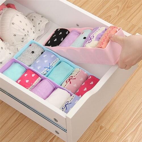 Home Storage Supply Foldable multi Cell Bamboo Underwear Bra Scarf Socks Organizer Storage Box Drawer Closet Divider