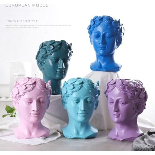 MODERN CEMENT HEAD VASES CRAFTS TISSUE BOX FIGURINES VENUS GODDESS PORTRAIT STATUE FLOWERPOT DECORATION HOME LIVINGROOM ORNAMENT