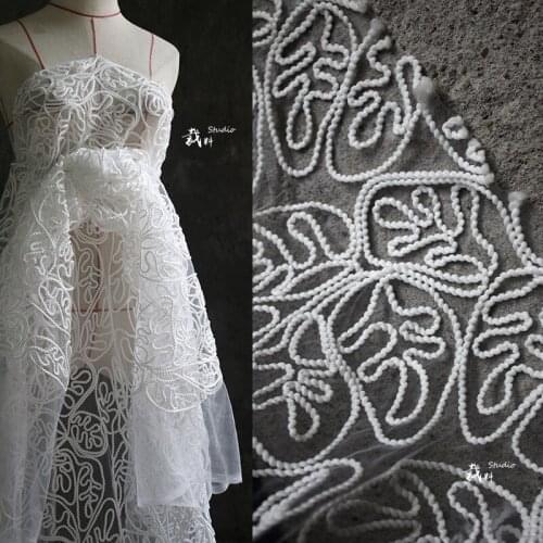 Three-Dimensional Texture Wool Woven Designer Fabric DIY Clothing Pattern Embroidery Soft Handmade Cloth