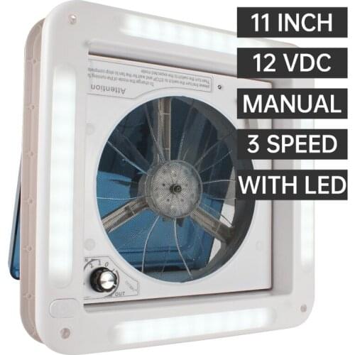 TYTXRV Camper Motorhome CE 11'' 3 Speeds Adjustable Anti UV ABS with LED Light 12V Caravan RV Roof Vent fan