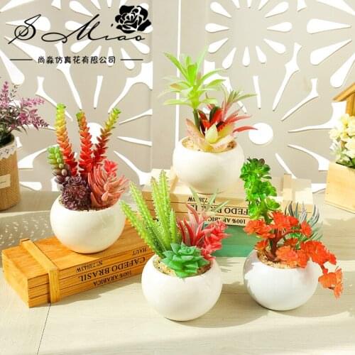 Home Decoration Artificial Succulent Plants Simulation Plastic Flowers Bonsai Decoration Potted Desktop Ornaments