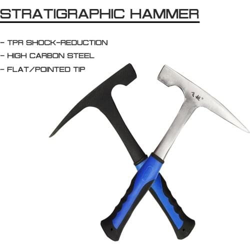 High Carbon Steel Geological Stratigraphic Hammer Rock Pick Geology Prospecting Tip Shock Reduction Flat/Pointed Hand Tools