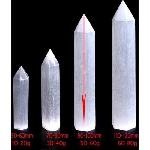 1PC 50-120mm Natural White Gypsum Selenite Single Point Wand Carving Crystal Gemstone Reiki Chakra Healing Gift