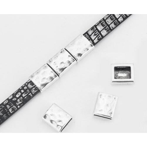 10pcs Square Shape Slider Spacer Fit Flat Leather For Bracelet Making DIY Fashion Jewelry Accessories 10x2mm