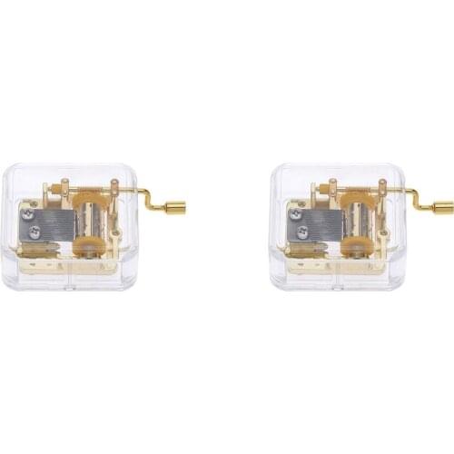 2x Hand Crank Music Box Movement Play Over The Rainbow + Amazing Grace