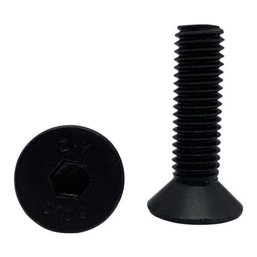 2pcs M16 Allen countersunk head screws hex socket flat headel screw mechanical bolt alloy steel black color DIN7991 30mm-100mm