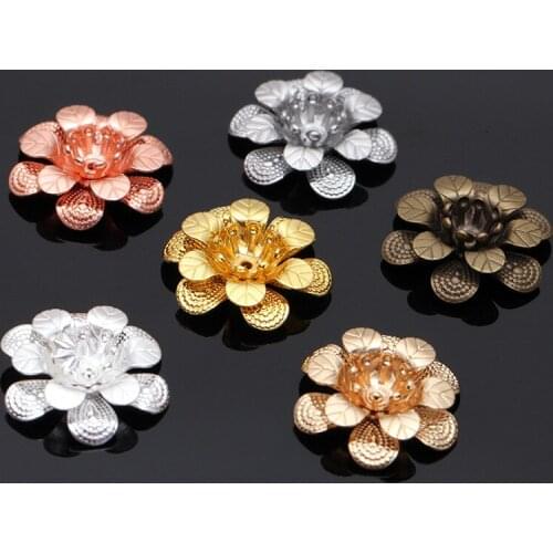 50pcs 18*5mm Metal Brass 7 Colors Plated Filigree Wraps Flowers Base Connectors Charms For Jewelry Making