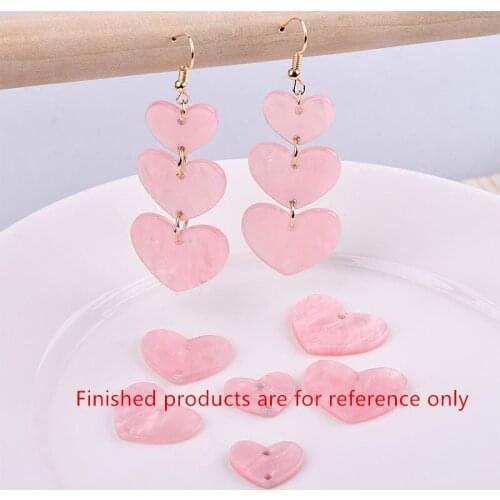 50pcs/lot pink color cartoon hearts shape handmade acrylic beads charms diy jewelry earring/bracelet pendants beaded accessory