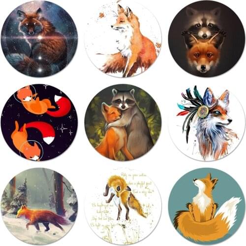 58mm Fox Glasses Universe Badge Brooch Pin Accessories For Clothes Backpack Decoration gift