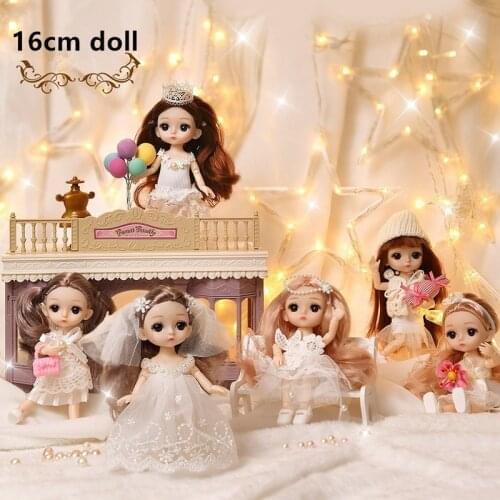 6PCS 13 Jointed Dolls With Clothes Toys Best Gifts For Children DIY Girls Toys Mini 16cm BJD Baby Girl Boy Dress Up Fashion Doll