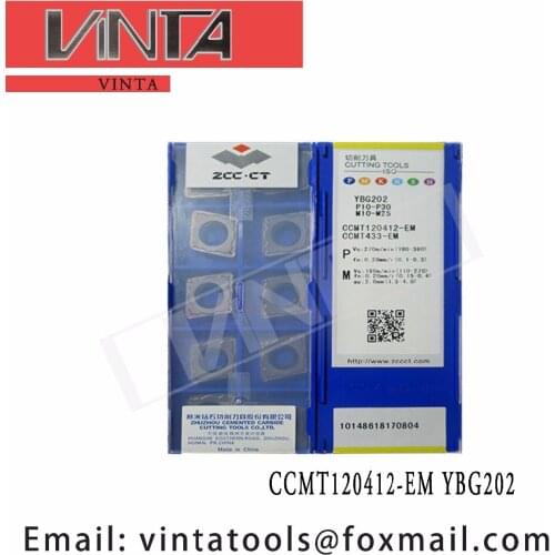 Free shipping high quality 10pcs/lots CCMT120412-EM YBG202 cnc carbided turning inserts